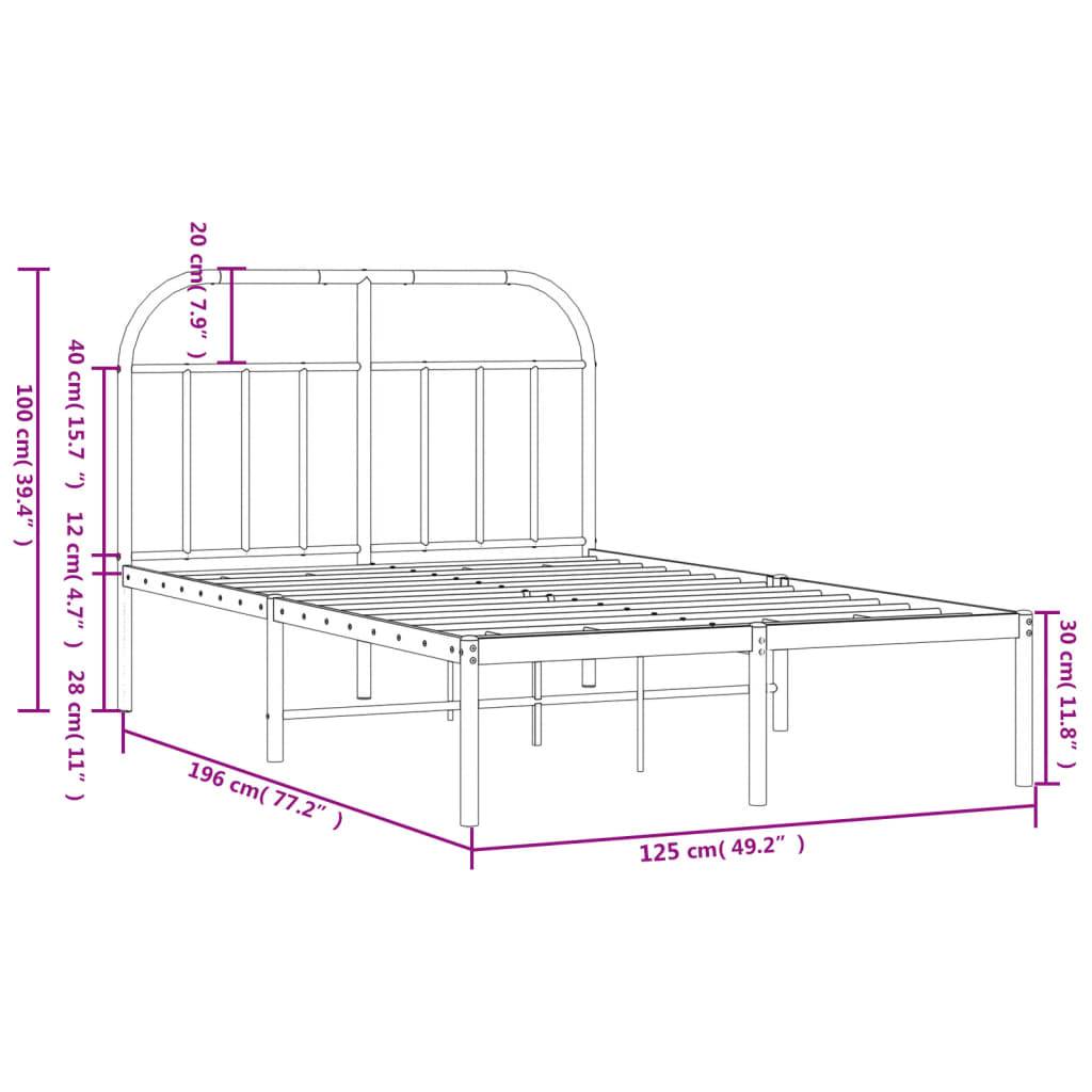 vidaXL Bettgestell mit Kopfteil Metall Weiß 120x190 cm
