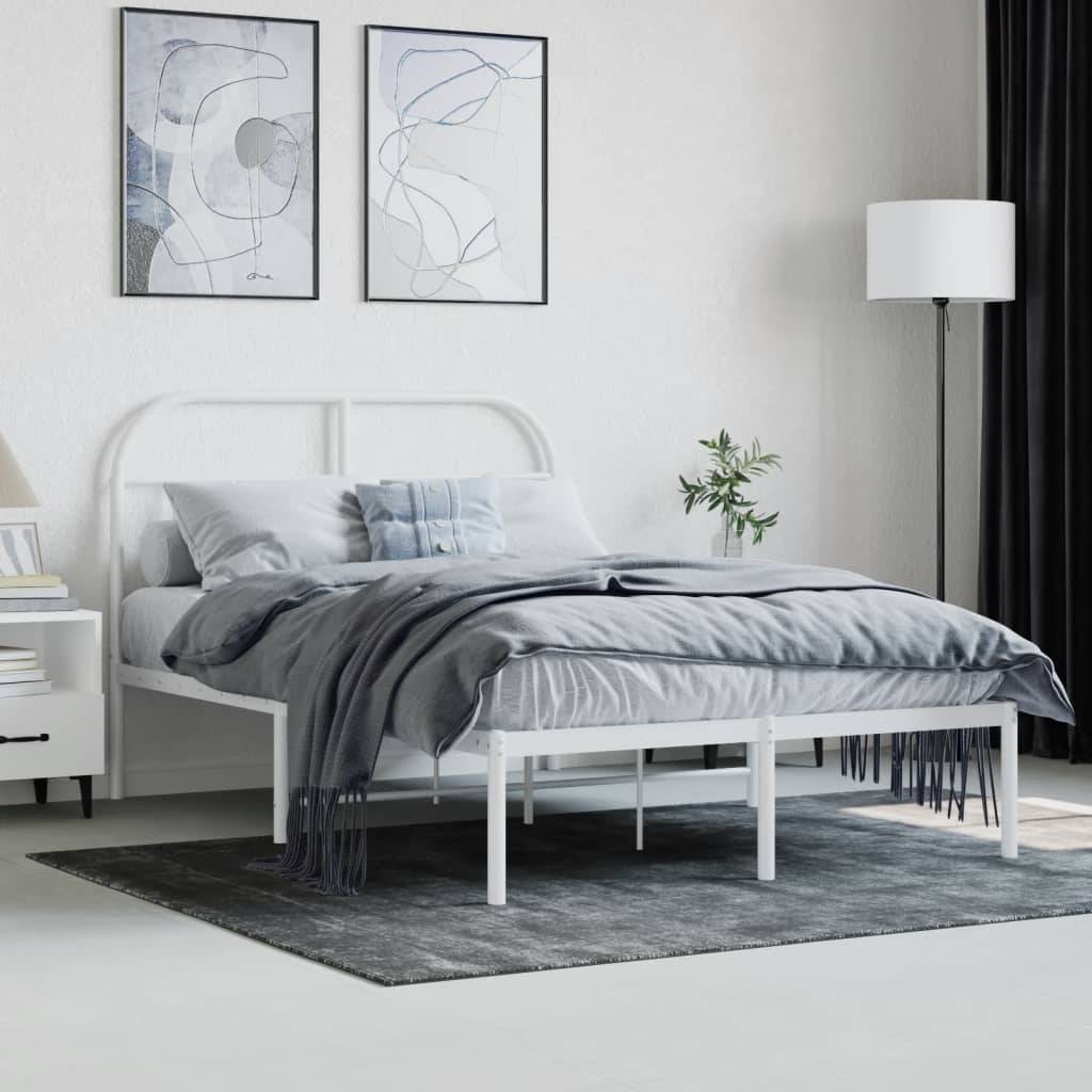 vidaXL Bettgestell mit Kopfteil Metall Weiß 120x190 cm