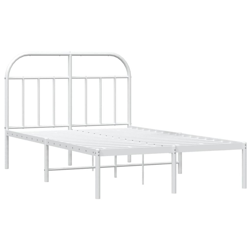 vidaXL Bettgestell mit Kopfteil Metall Weiß 120x190 cm