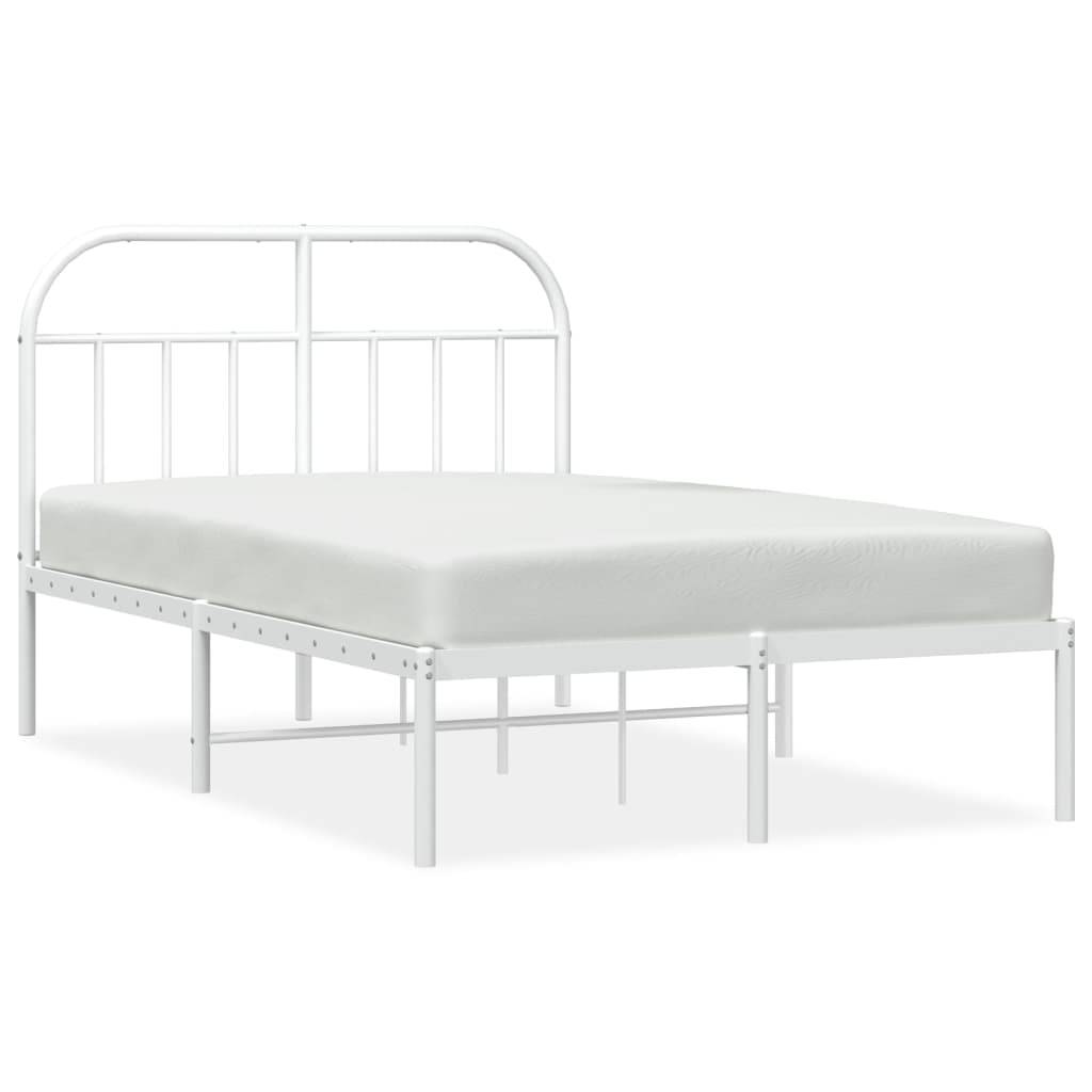 vidaXL Bettgestell mit Kopfteil Metall Weiß 120x190 cm