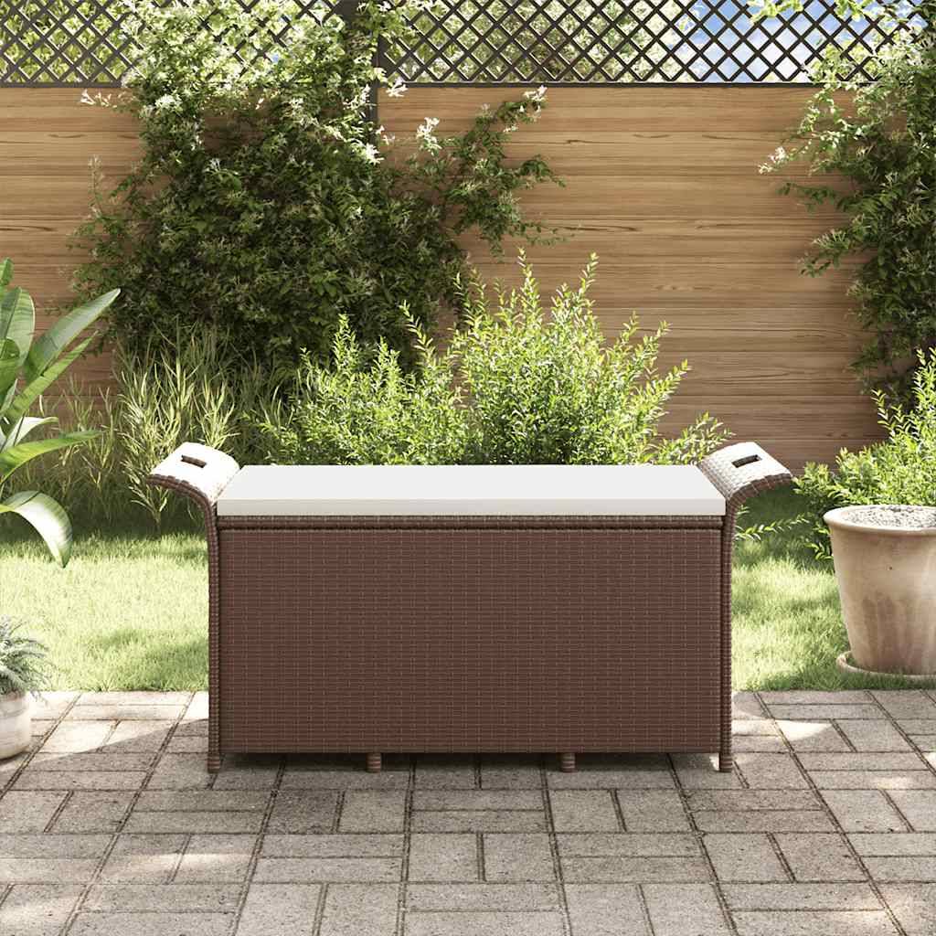 vidaXL Gartenbank mit Kissen Braun 116x46x57 cm Poly Rattan