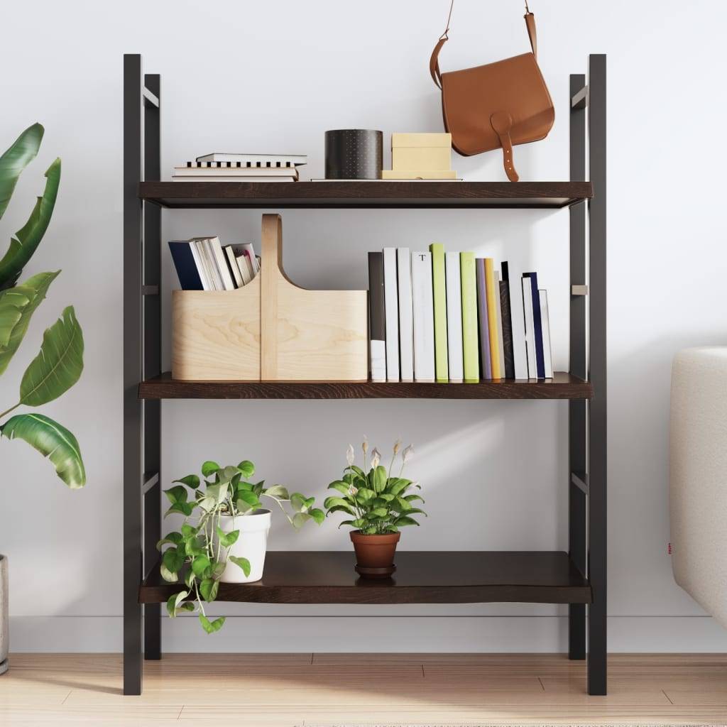 vidaXL Wandregal Dunkelbraun 80x60x(2-4) cm Massivholz Eiche Behandelt