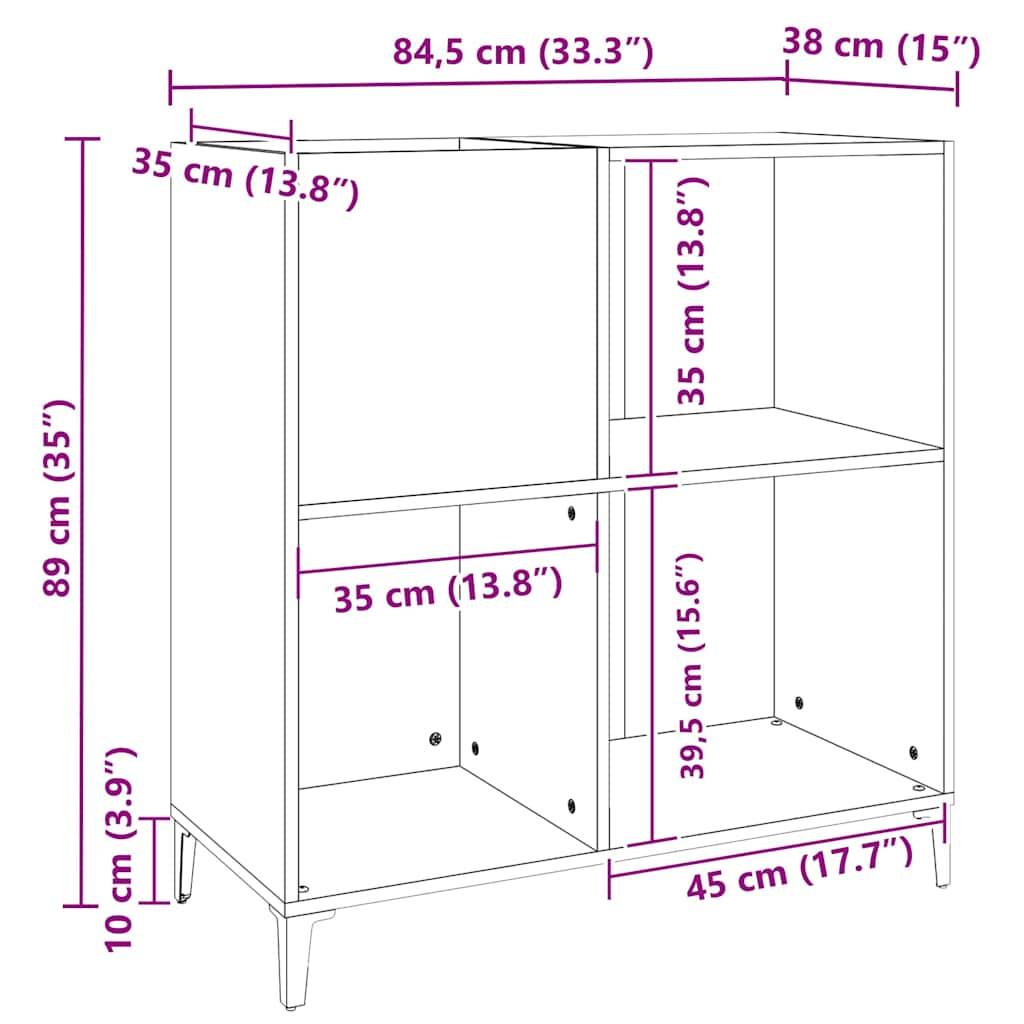 vidaXL Plattenschrank Braun Eichen-Optik 84,5x38x89 cm Holzwerkstoff