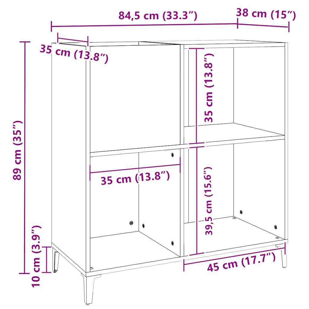 vidaXL Plattenschrank Betongrau 84,5x38x89 cm Holzwerkstoff