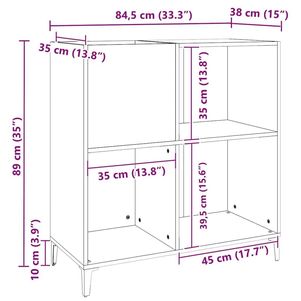 vidaXL Plattenschrank Weiß 84,5x38x89 cm Holzwerkstoff