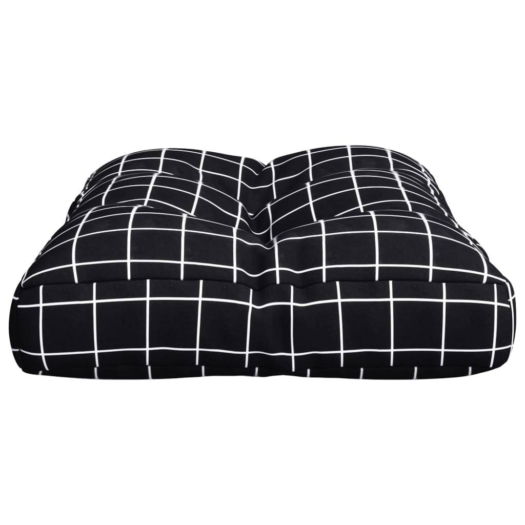 vidaXL Palettenkissen Schwarz Karomuster 50x40x12 cm Stoff