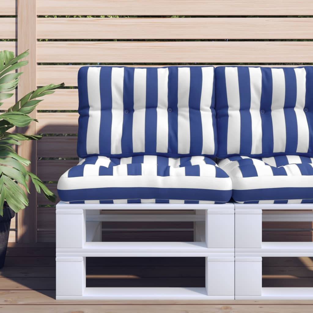 vidaXL Palettenkissen Blau Weiß Gestreift 60x40x12 cm Stoff