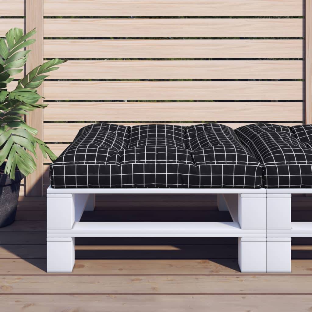 vidaXL Palettenkissen Schwarz Karomuster 70x70x12 cm Stoff