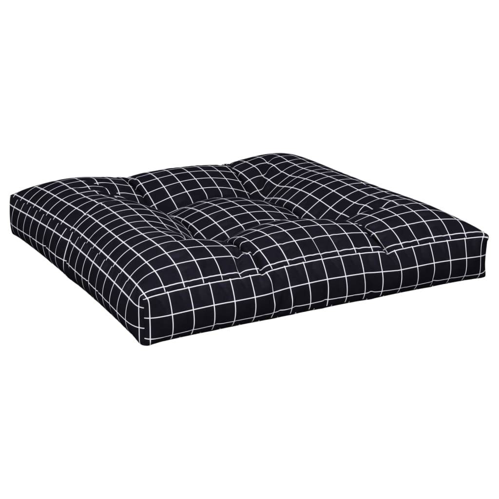 vidaXL Palettenkissen Schwarz Karomuster 70x70x12 cm Stoff
