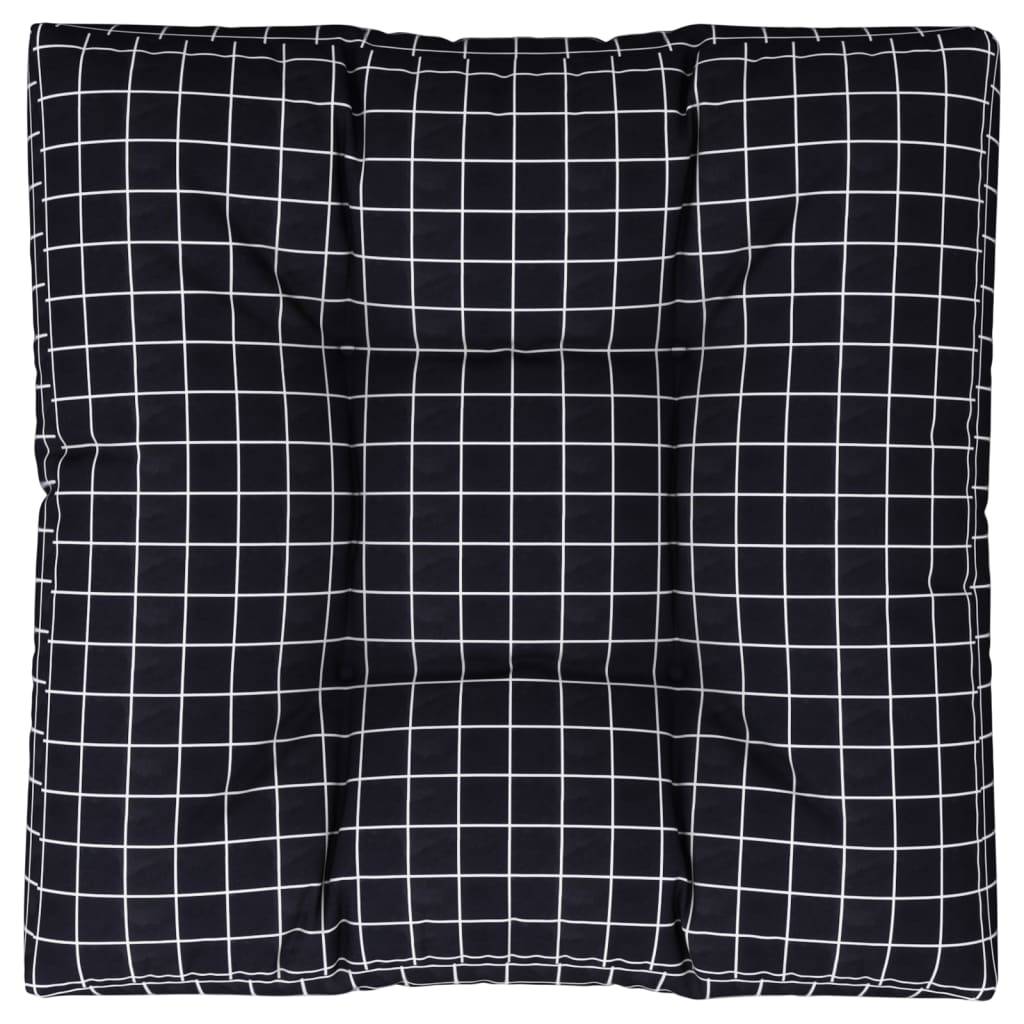 vidaXL Palettenkissen Schwarz Karomuster 70x70x12 cm Stoff