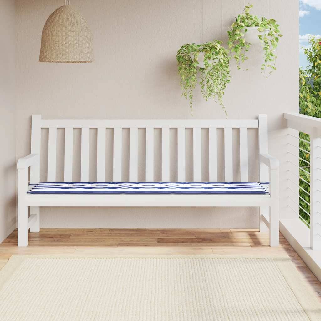 vidaXL Gartenbank-Auflage Blau&Weiß Gestreift 200x50x4 Stoff