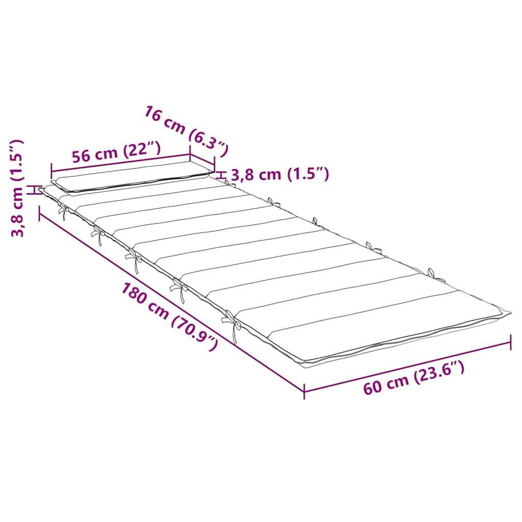vidaXL Sonnenliegen-Auflage Schwarz 180x60x4 cm Oxford-Gewebe
