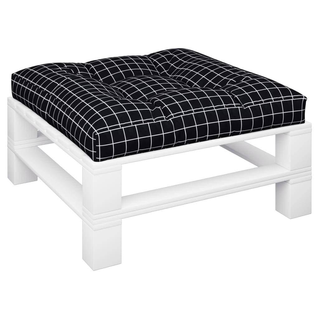 vidaXL Palettenkissen Schwarz Karomuster 70x70x12 cm Stoff