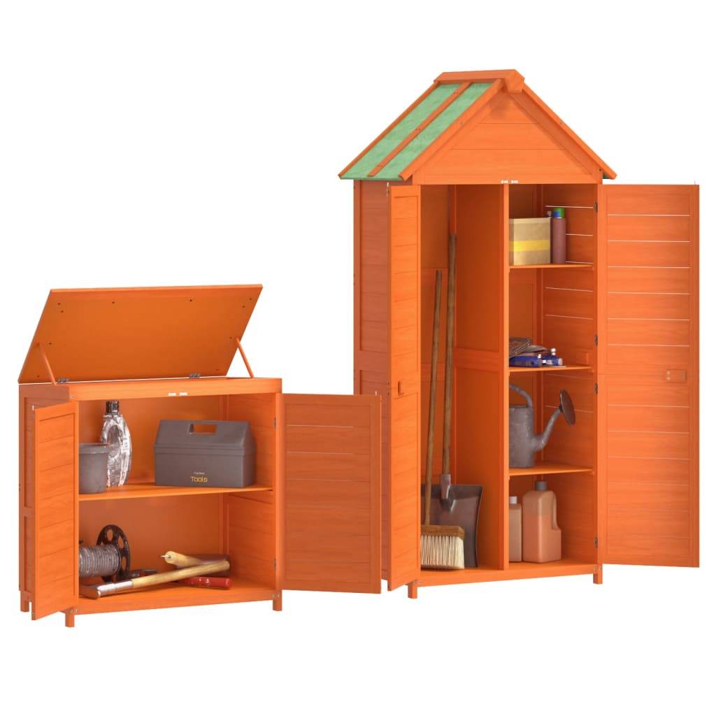 vidaXL 2-tlg. Geräteschuppen-Set Braun Massivholz Kiefer