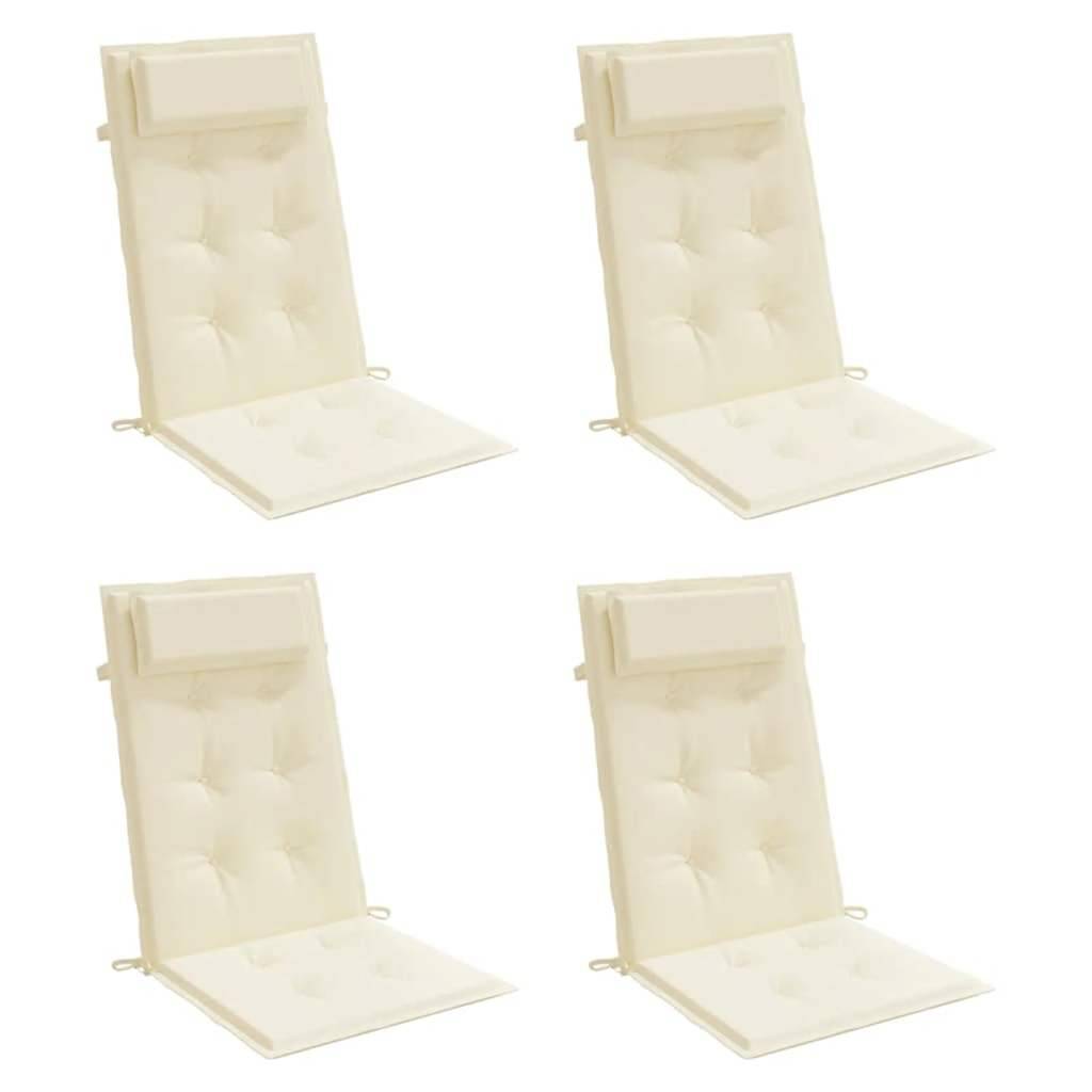 vidaXL Hochlehner-Auflagen 4 Stk. Creme Oxford-Gewebe