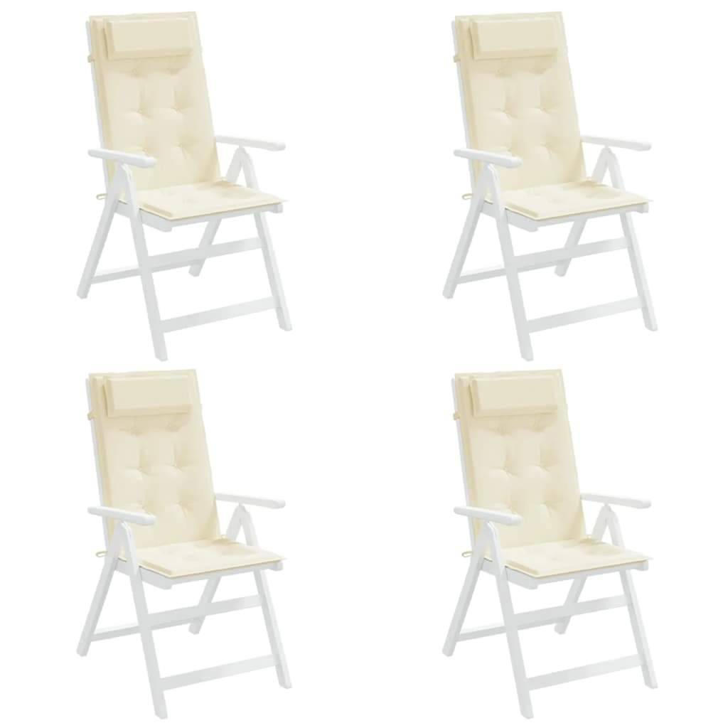 vidaXL Hochlehner-Auflagen 4 Stk. Creme Oxford-Gewebe