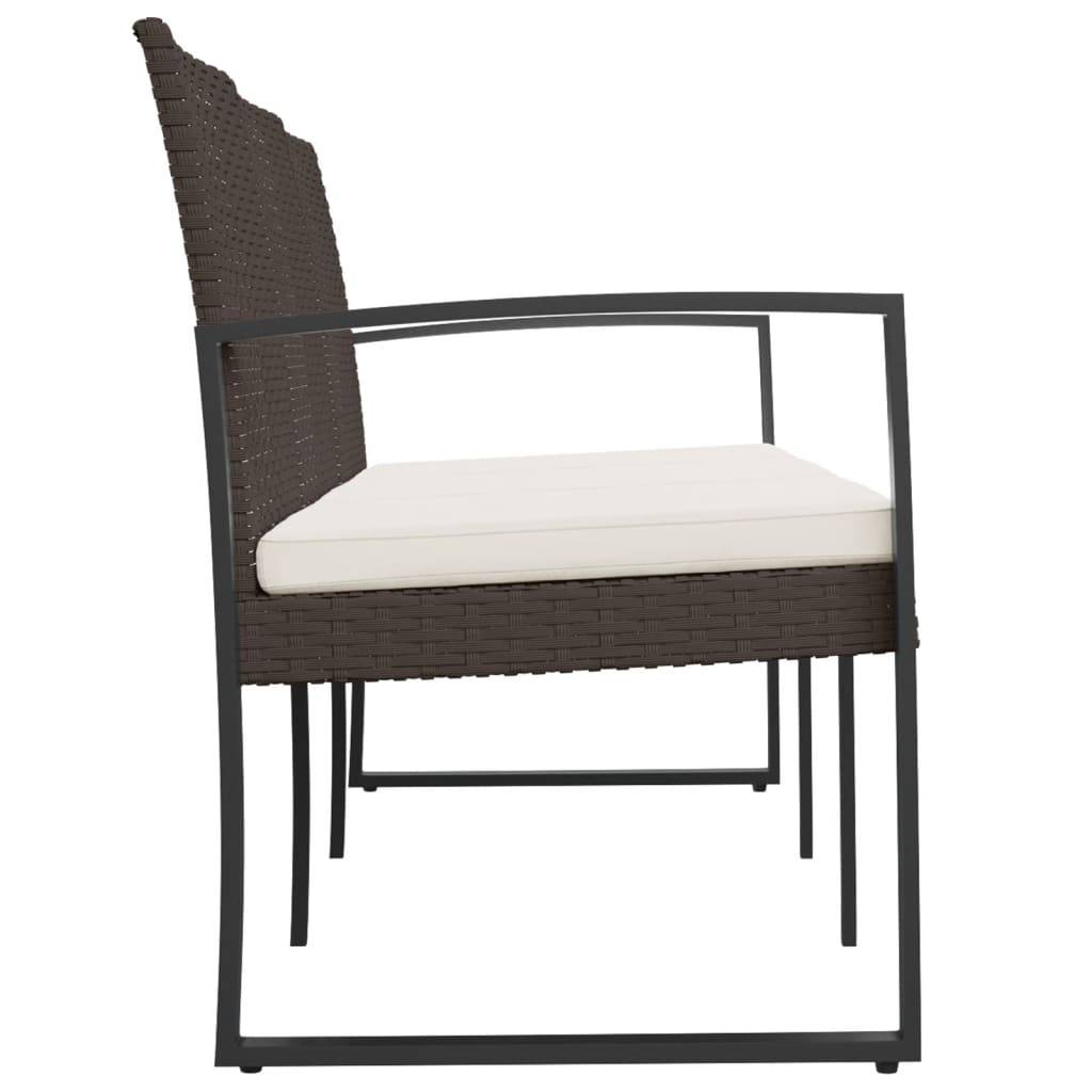 vidaXL Gartenbank 3-Sitzer mit Kissen Braun PP-Rattan