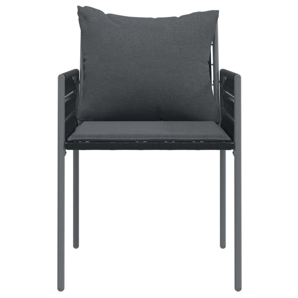 vidaXL Gartenstühle mit Kissen 2 Stk. Schwarz 54x61x83 cm Poly Rattan