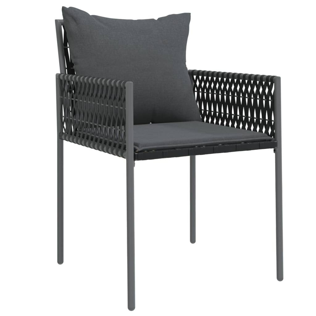 vidaXL Gartenstühle mit Kissen 2 Stk. Schwarz 54x61x83 cm Poly Rattan