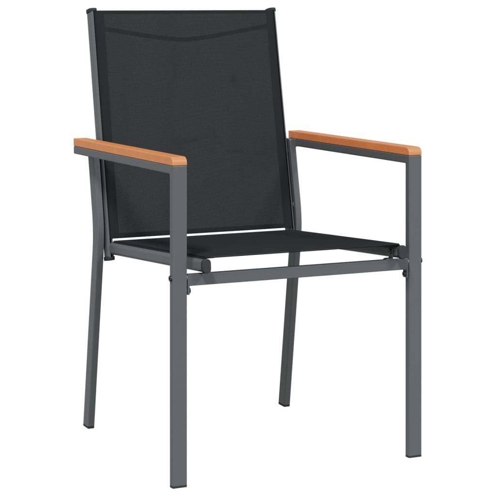 vidaXL Gartenstühle 4 Stk. Schwarz 55x61,5x90 cm Textilene und Stahl