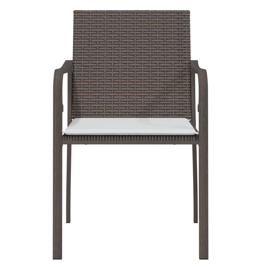vidaXL Gartenstühle mit Kissen 2 Stk. Braun 56x59x84 cm Poly Rattan