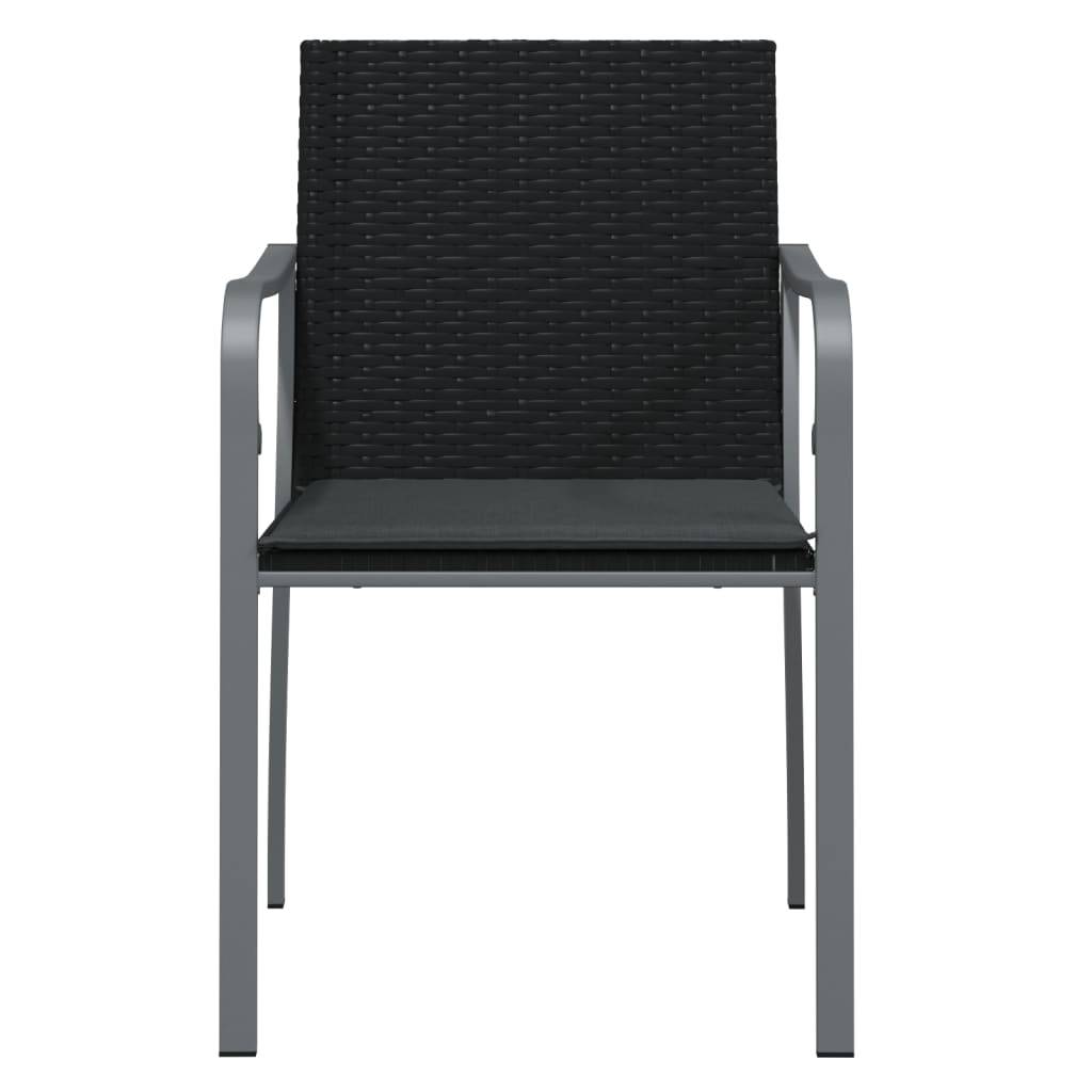vidaXL Gartenstühle mit Kissen 4 Stk. Schwarz 56x59x84 cm Poly Rattan