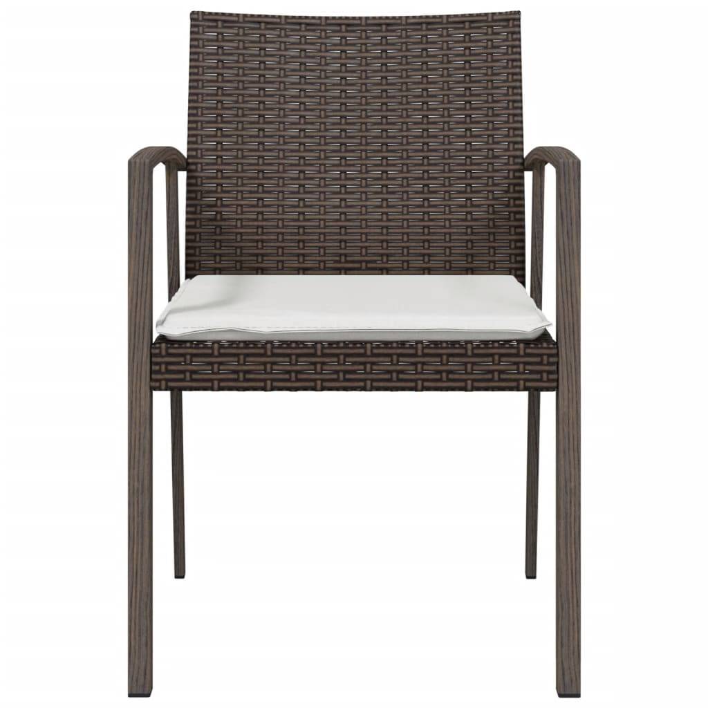 vidaXL Gartenstühle mit Kissen 2 Stk. Braun 56,5x57x83 cm Poly Rattan