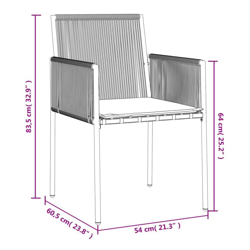 vidaXL Gartenstühle mit Kissen 2 Stk. Schwarz 54x60,5x83,5 cm