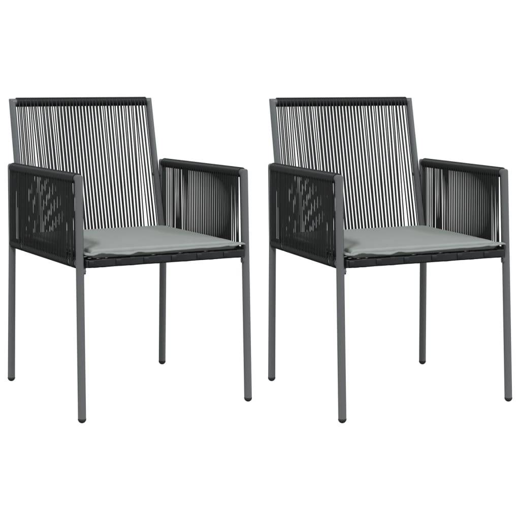 vidaXL Gartenstühle mit Kissen 2 Stk. Schwarz 54x60,5x83,5 cm