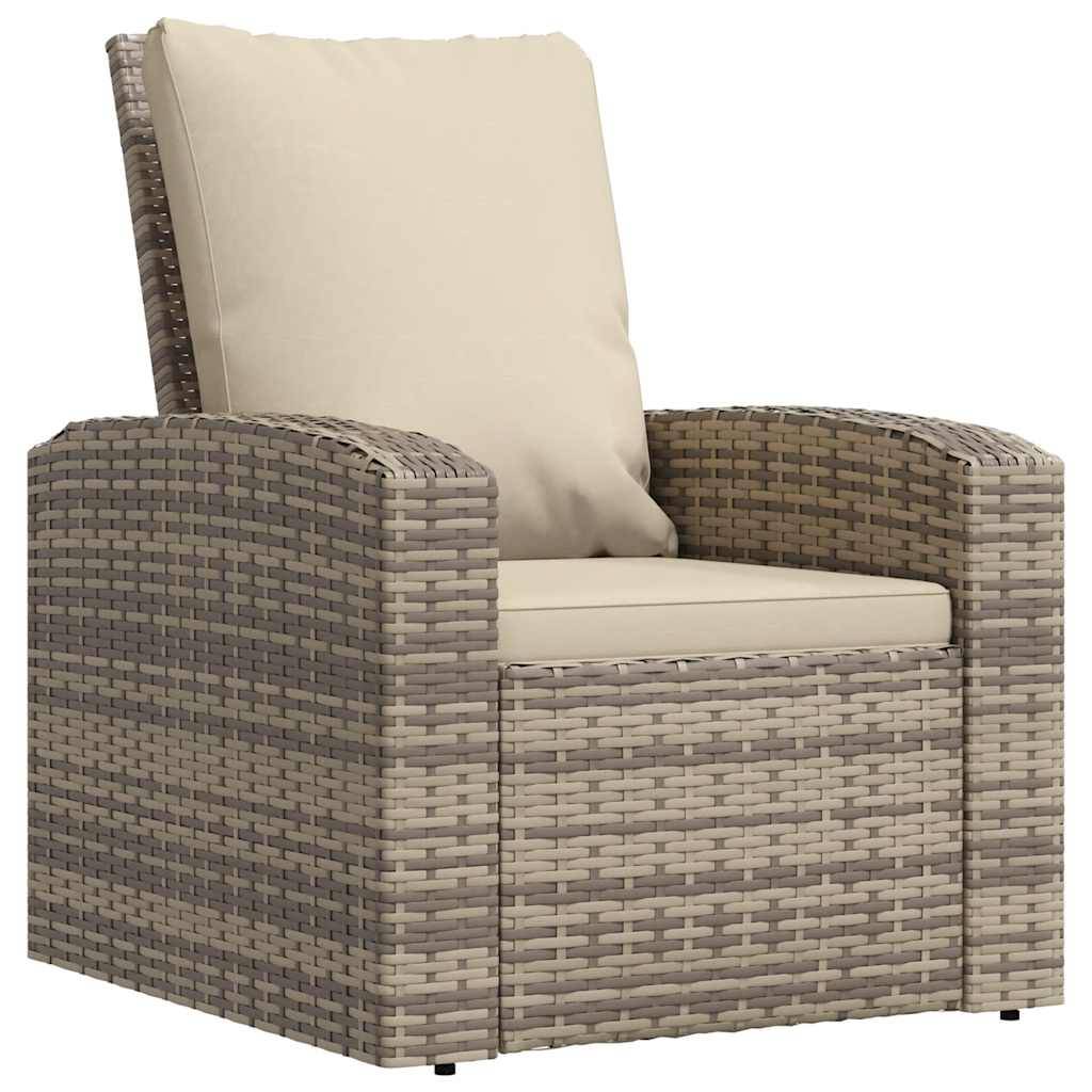 vidaXL Gartensessel Verstellbar mit Kissen Hellbraun Poly Rattan