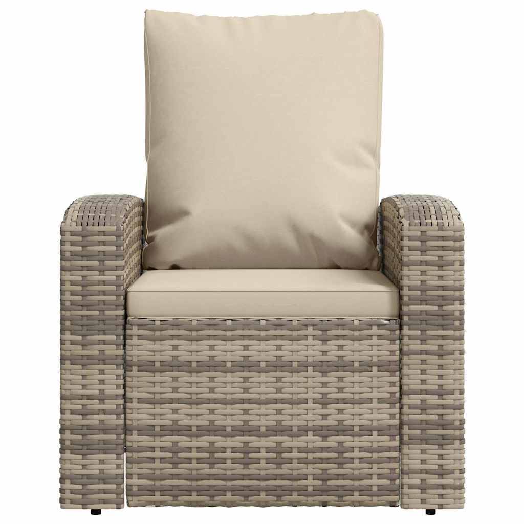 vidaXL Gartensessel Verstellbar mit Kissen Hellbraun Poly Rattan