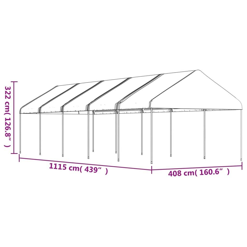 vidaXL Pavillon mit Dach Weiß 11,15x4,08x3,22 m Polyethylen