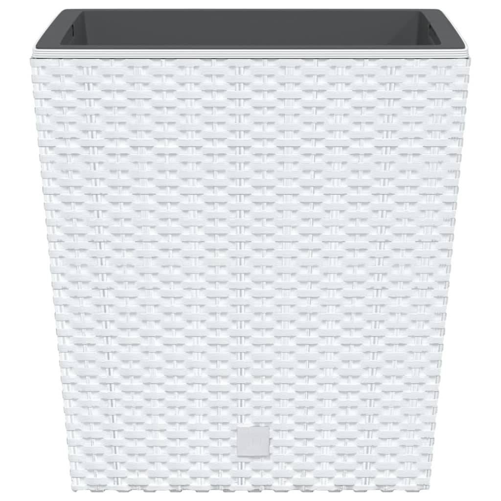 vidaXL Pflanzkübel mit herausnehmbaren Einsatz Weiß 21/32 L PP-Rattan