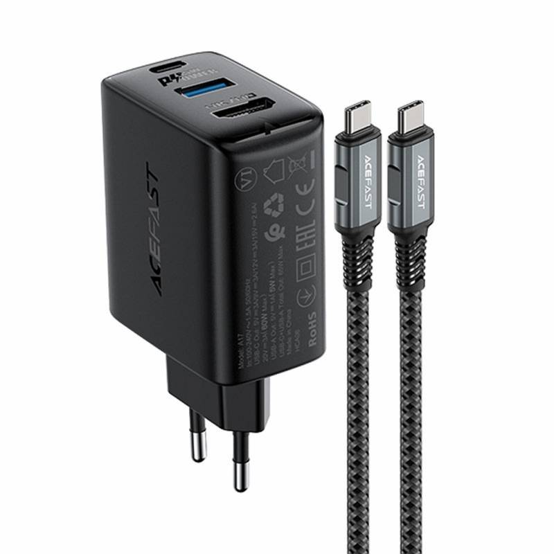 ACEFAST GaN 65W USB C Ladegerät mit 4K HD Ausgang USB-C Netzteil 2-Port PD Schnellladegerät mit 100W Type C