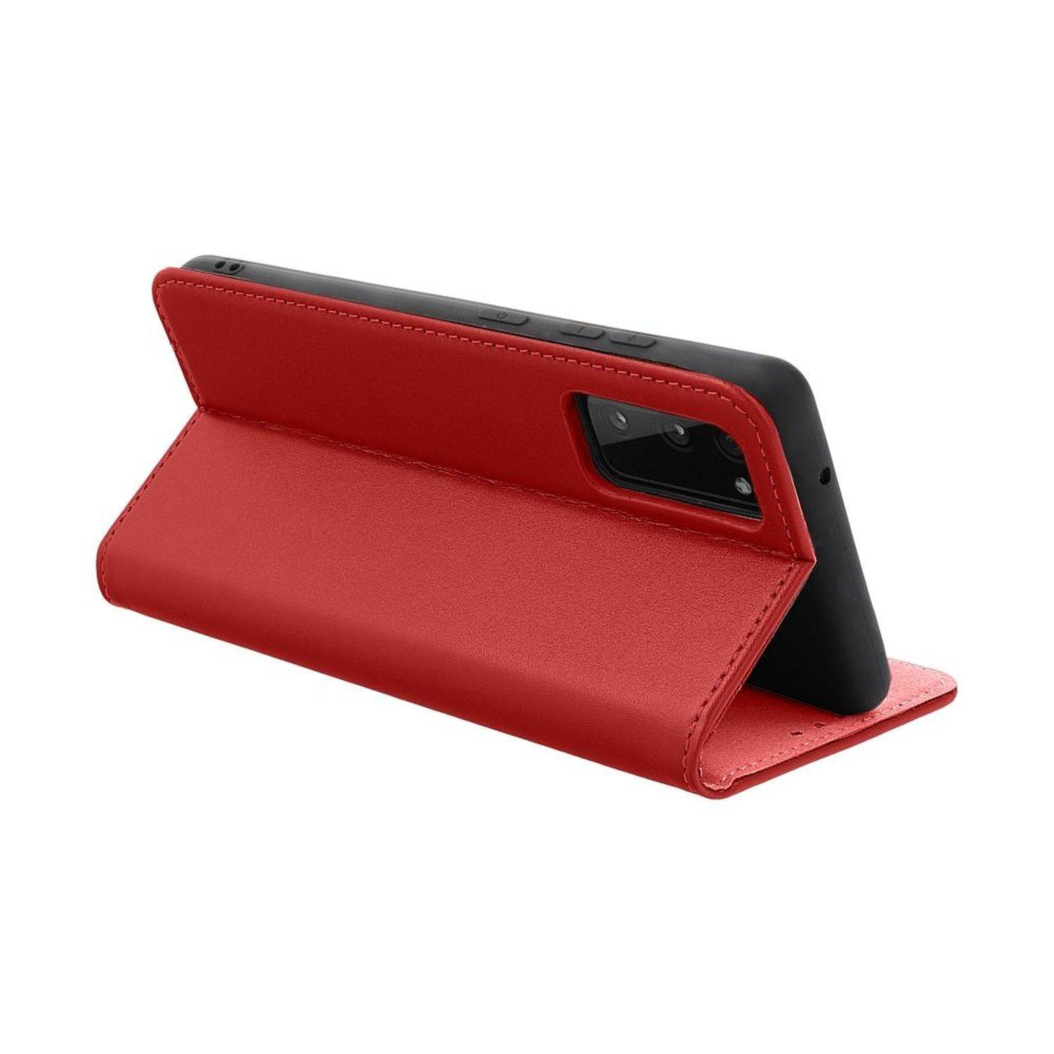 Smart Pro Echt Leder Hülle Tasche kompatibel mit iPhone 15 Plus Rot