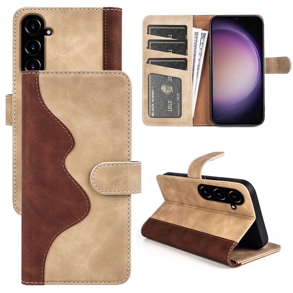 Für Samsung Galaxy S23 FE 5G Design Handy Tasche Bookcover Etui Braun