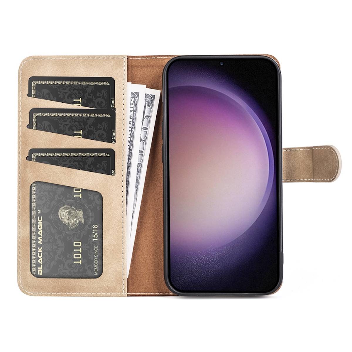 Für Samsung Galaxy S23 FE 5G Design Handy Tasche Bookcover Etui Braun