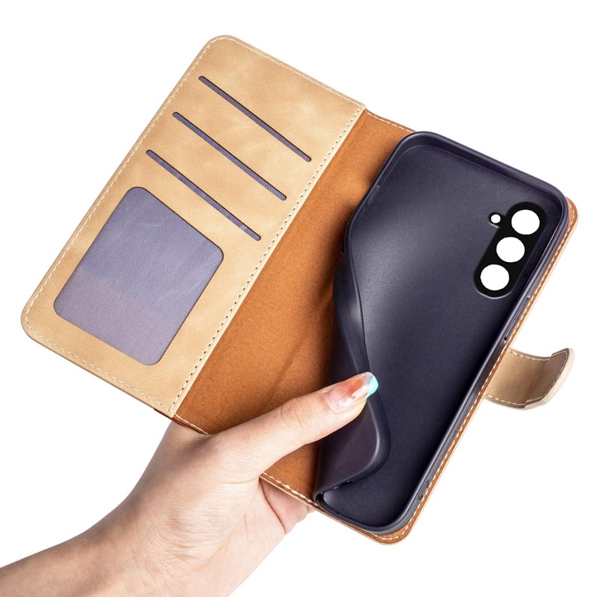 Für Samsung Galaxy S23 FE 5G Design Handy Tasche Bookcover Etui Braun