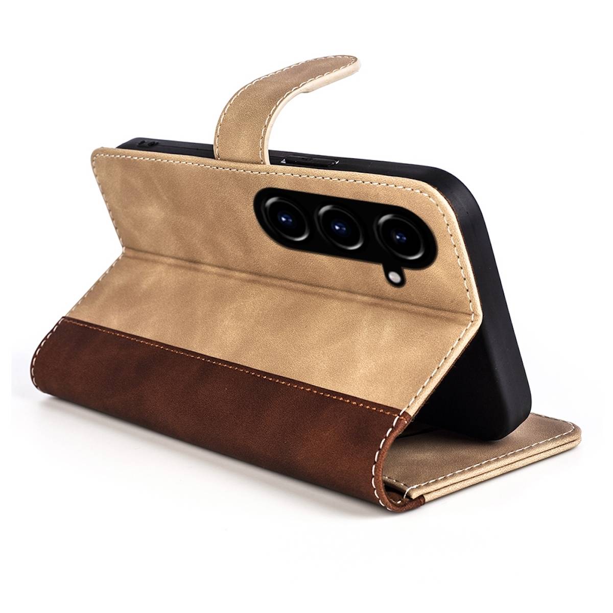 Für Samsung Galaxy S23 FE 5G Design Handy Tasche Bookcover Etui Braun
