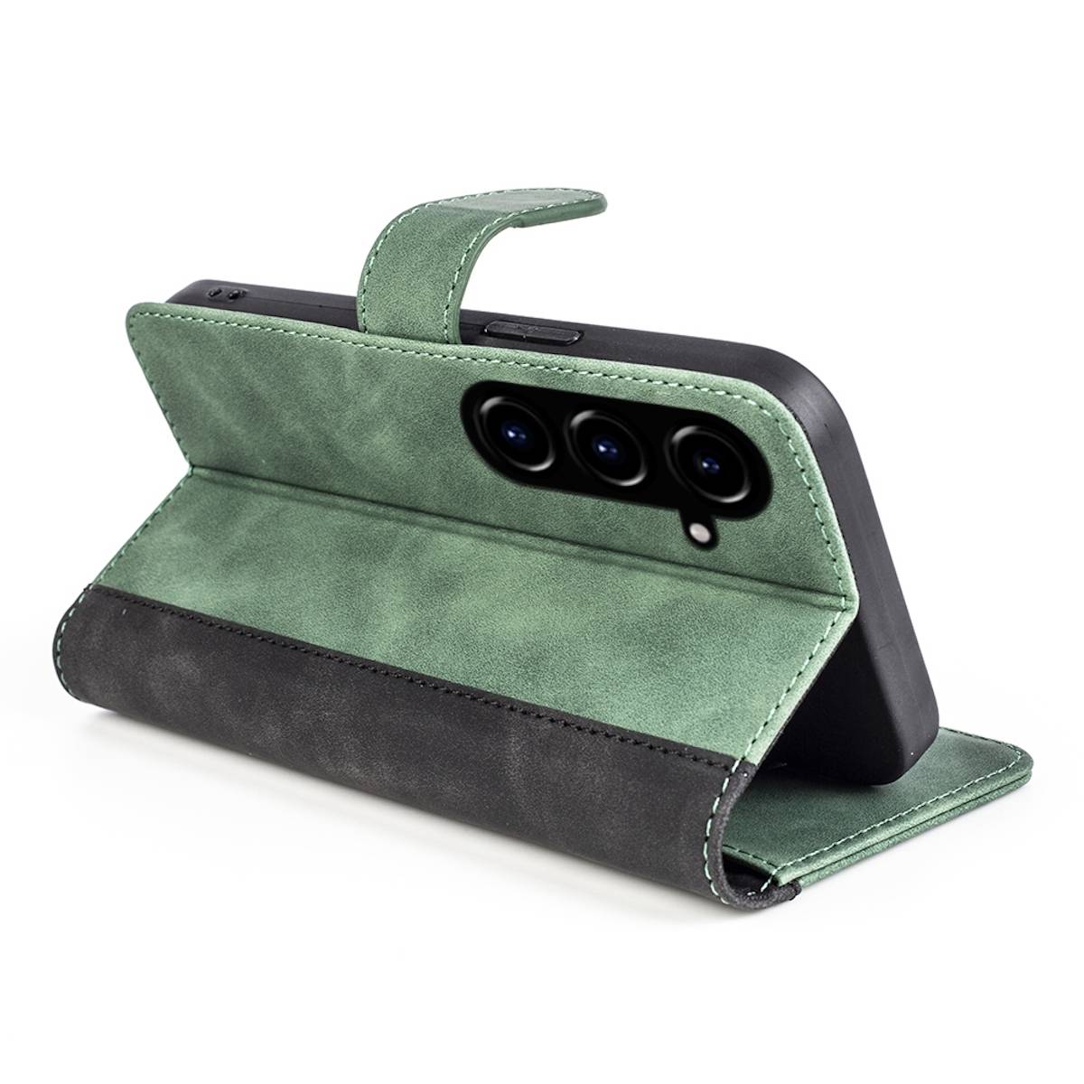 Für Samsung Galaxy S23 FE 5G Design Handy Tasche Bookcover Etuis Grün