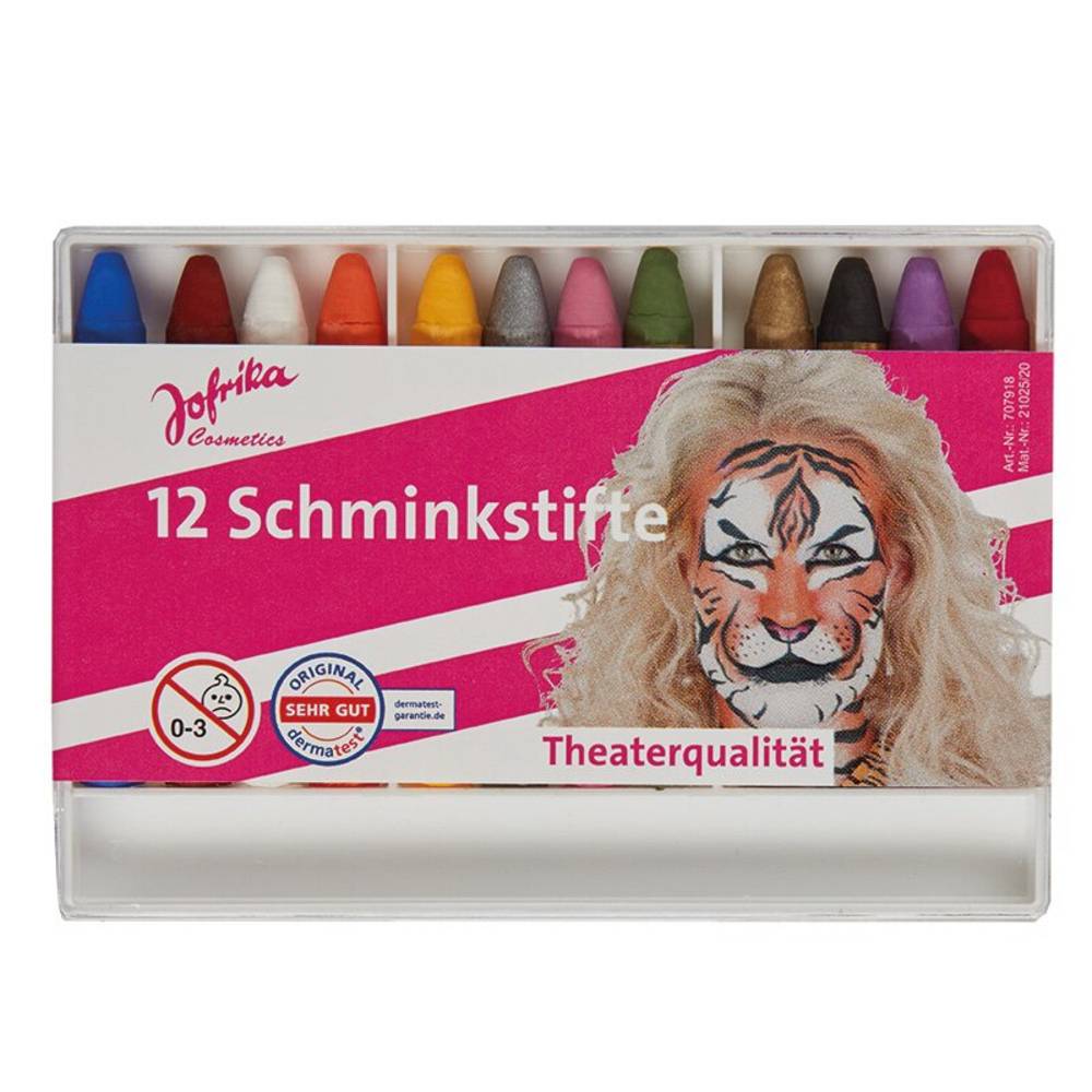 Jofrika 707918 Schminkstifte in Theaterqualität, mehrfarbig, 12-teilig (1 Set)
