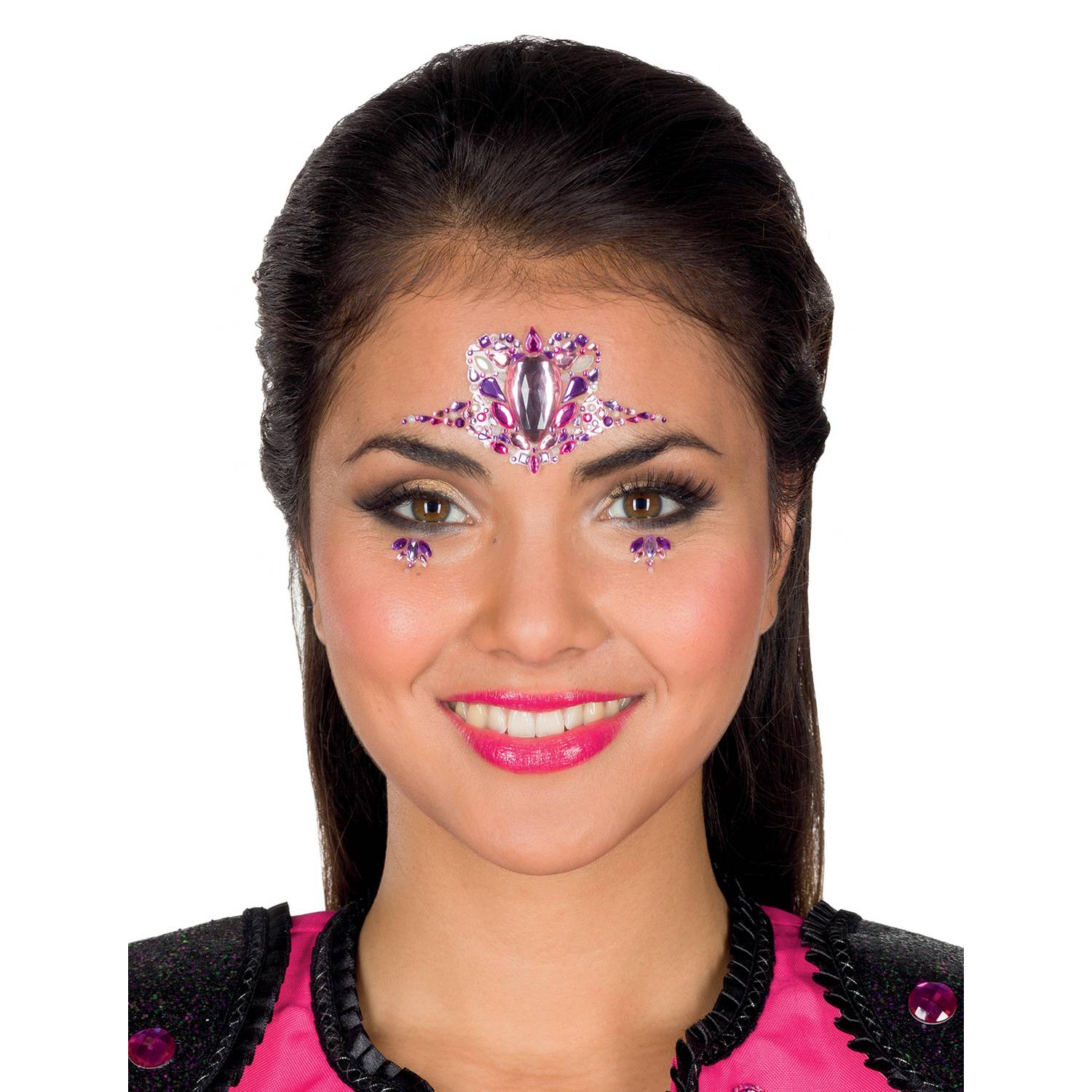 Jofrika 713301 Festival Bindi: Flamingo Sparkle, Gesichtsschmuck aus selbstklebenden Schmucksteinen