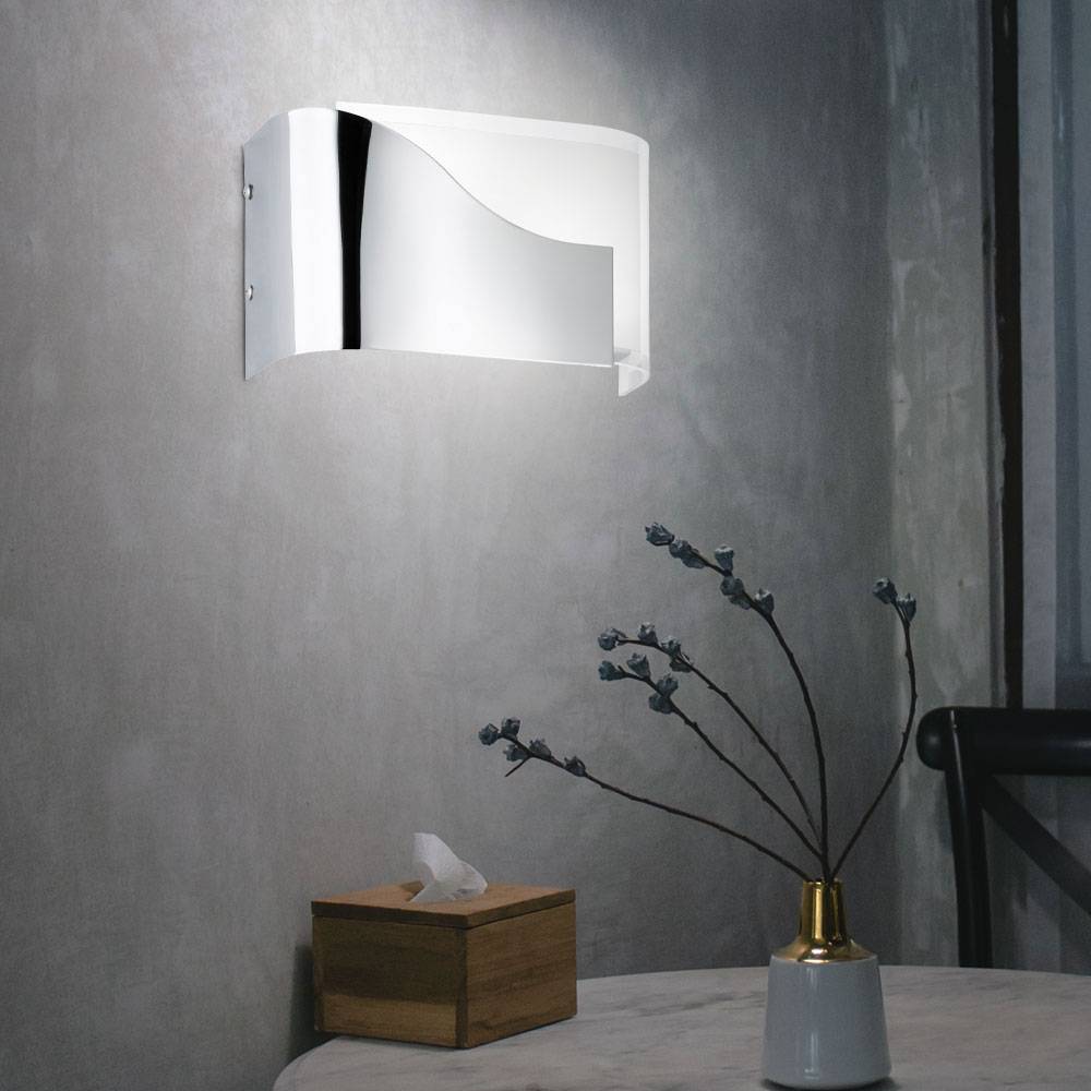 Wandleuchte Modern Wandlampe Glas Flurlampe Chrom, teilsatiniert, 2x LED 3,5W 350Lm warmweiß, HxBxT 15x24,5x10 cm