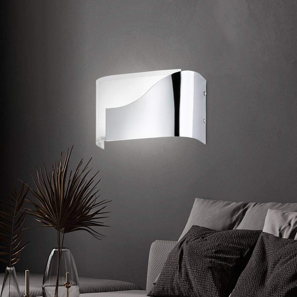 Wandleuchte Modern Wandlampe Glas Flurlampe Chrom, teilsatiniert, 2x LED 3,5W 350Lm warmweiß, HxBxT 15x24,5x10 cm