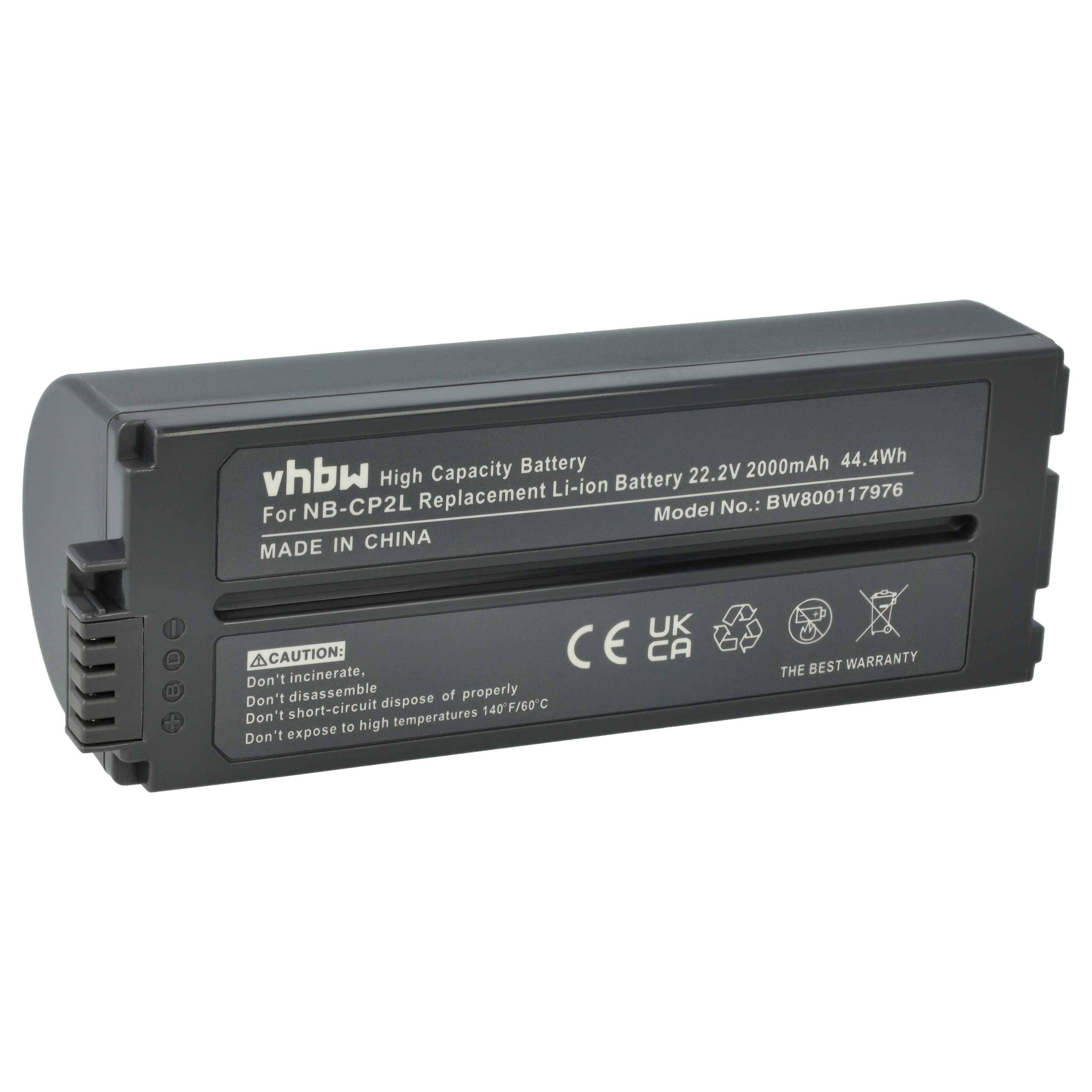 vhbw Akku kompatibel mit Canon Selphy CP-1200, CP-1000, CP-100, CP-1300, CP-1500, CP-200, CP-220 Fotodrucker (2000 mAh, 22,2 V, Li-Ion)
