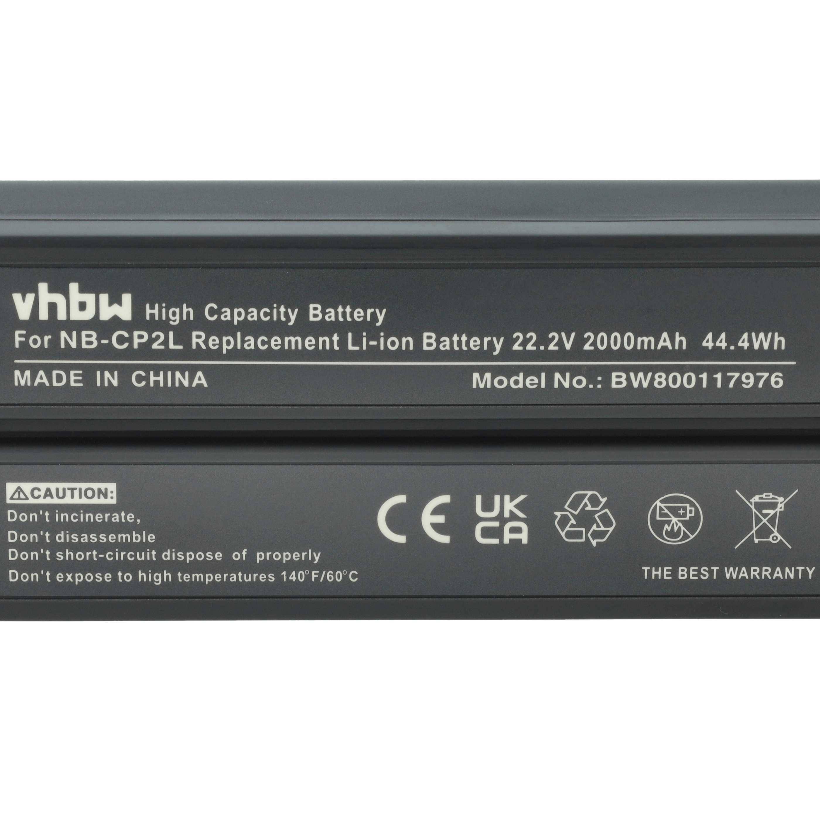 vhbw Akku kompatibel mit Canon Selphy CP-1200, CP-1000, CP-100, CP-1300, CP-1500, CP-200, CP-220 Fotodrucker (2000 mAh, 22,2 V, Li-Ion)