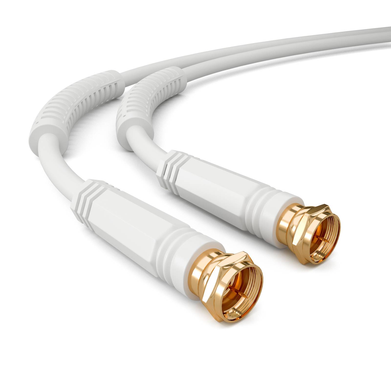 hb-digital 10m SAT Anschluss Kabel 100dB mit 2 x F-Stecker vergoldet mit 2 x Ferritkern Außen Durchmesser 5mm weiß