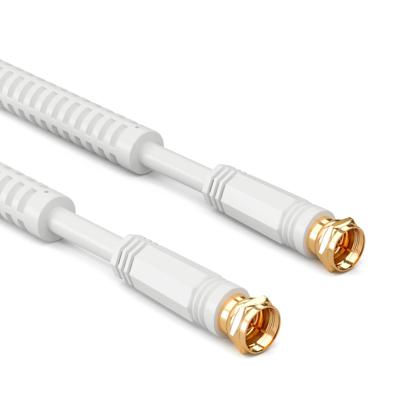 hb-digital 10m SAT Anschluss Kabel 100dB mit 2 x F-Stecker vergoldet mit 2 x Ferritkern Außen Durchmesser 5mm weiß