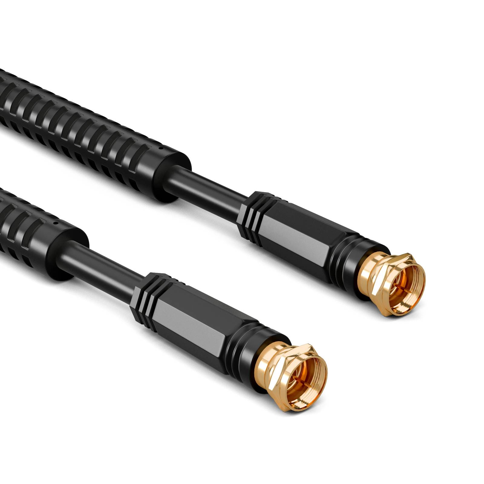 hb-digital 10m SAT Anschluss Kabel 100dB mit 2 x F-Stecker vergoldet mit 2 x Ferritkern Außen Durchmesser 5mm schwarz