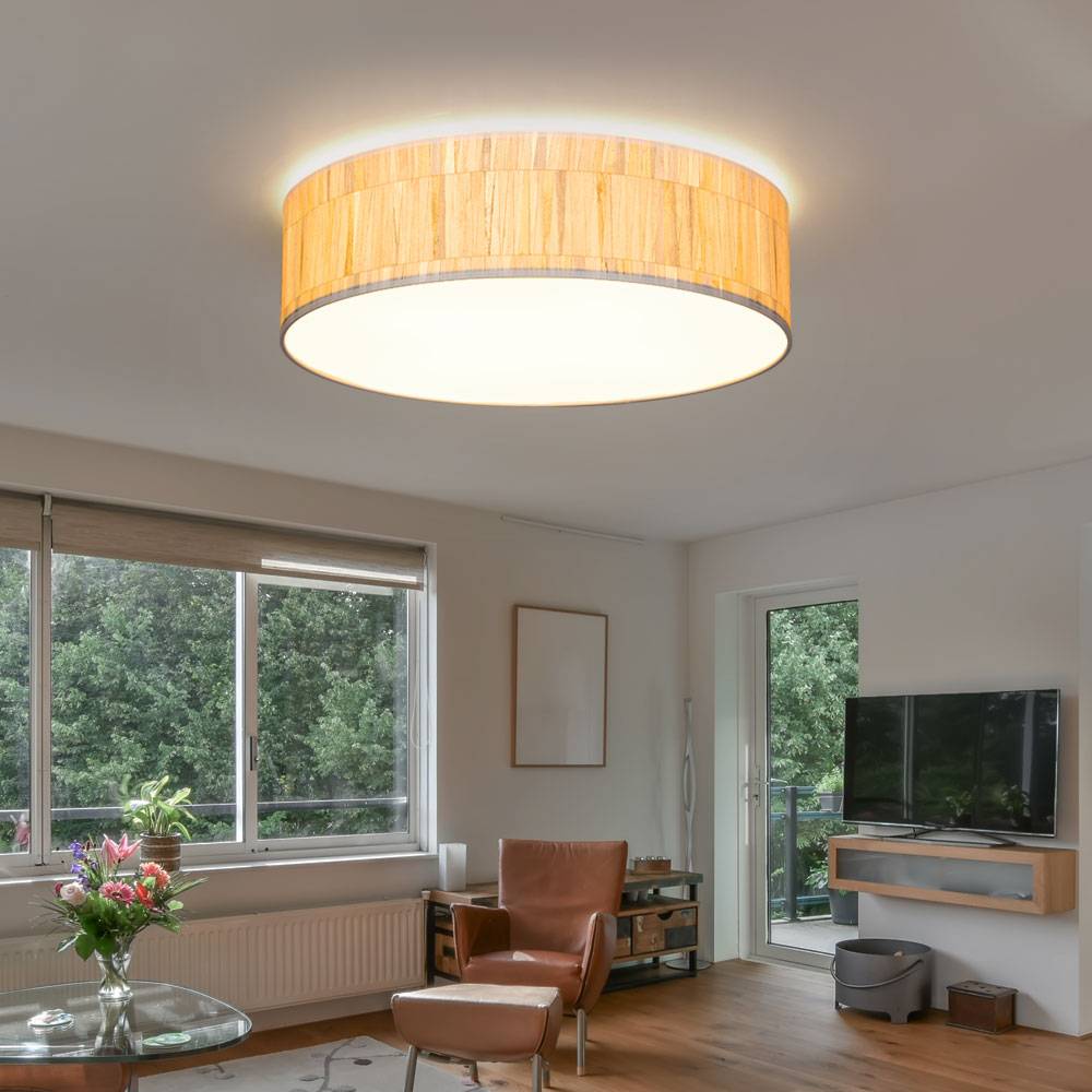 Deckenlampe Wohnzimmerleuchte Deckenlampe 4 flammig Küchenlampe, Tapete multicolor, Metall Kunststoff weiß, 4x E27, DxH 48x14 cm